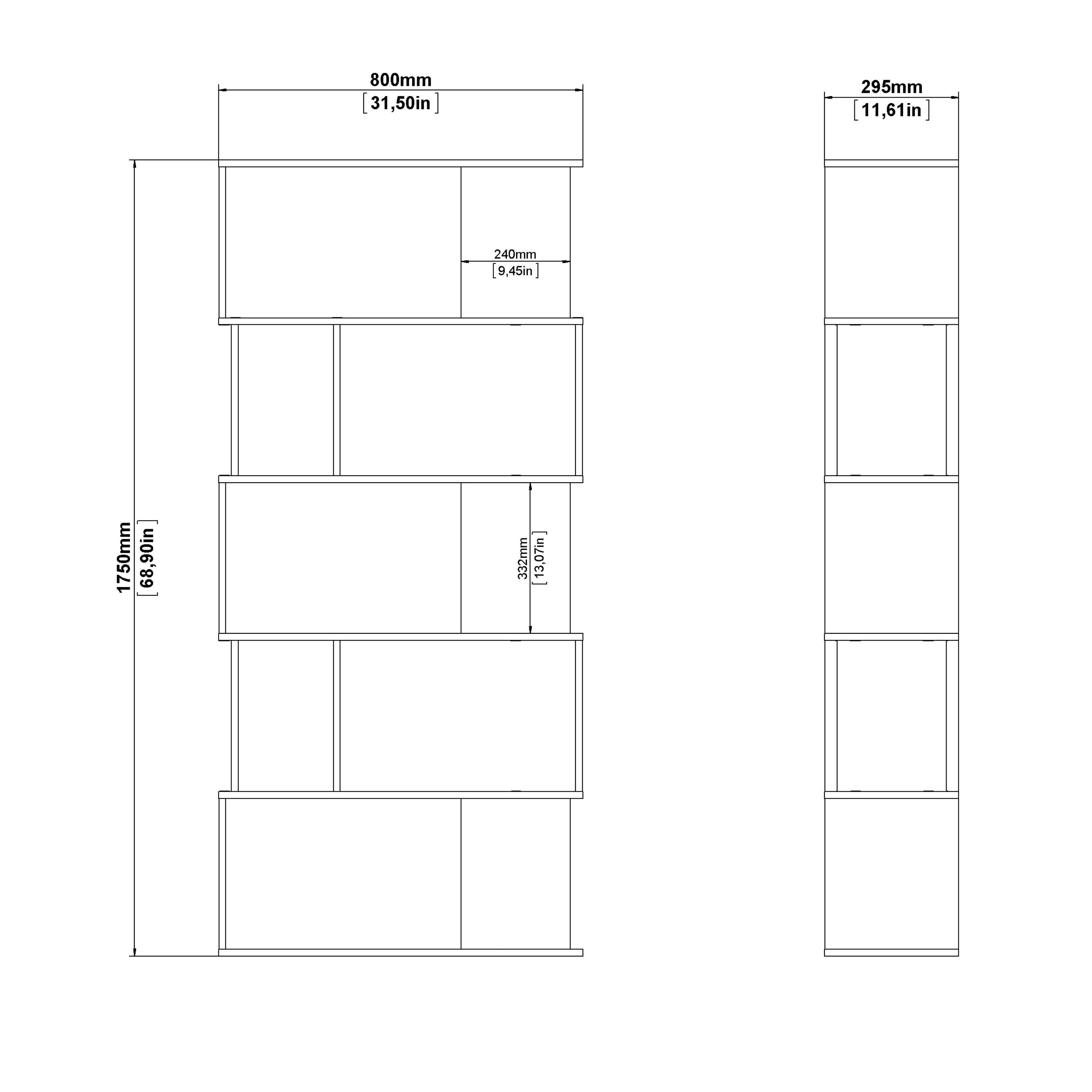 Maze Open Bookcase 4 Shelves in Jackson Hickory Oak and White - image 8