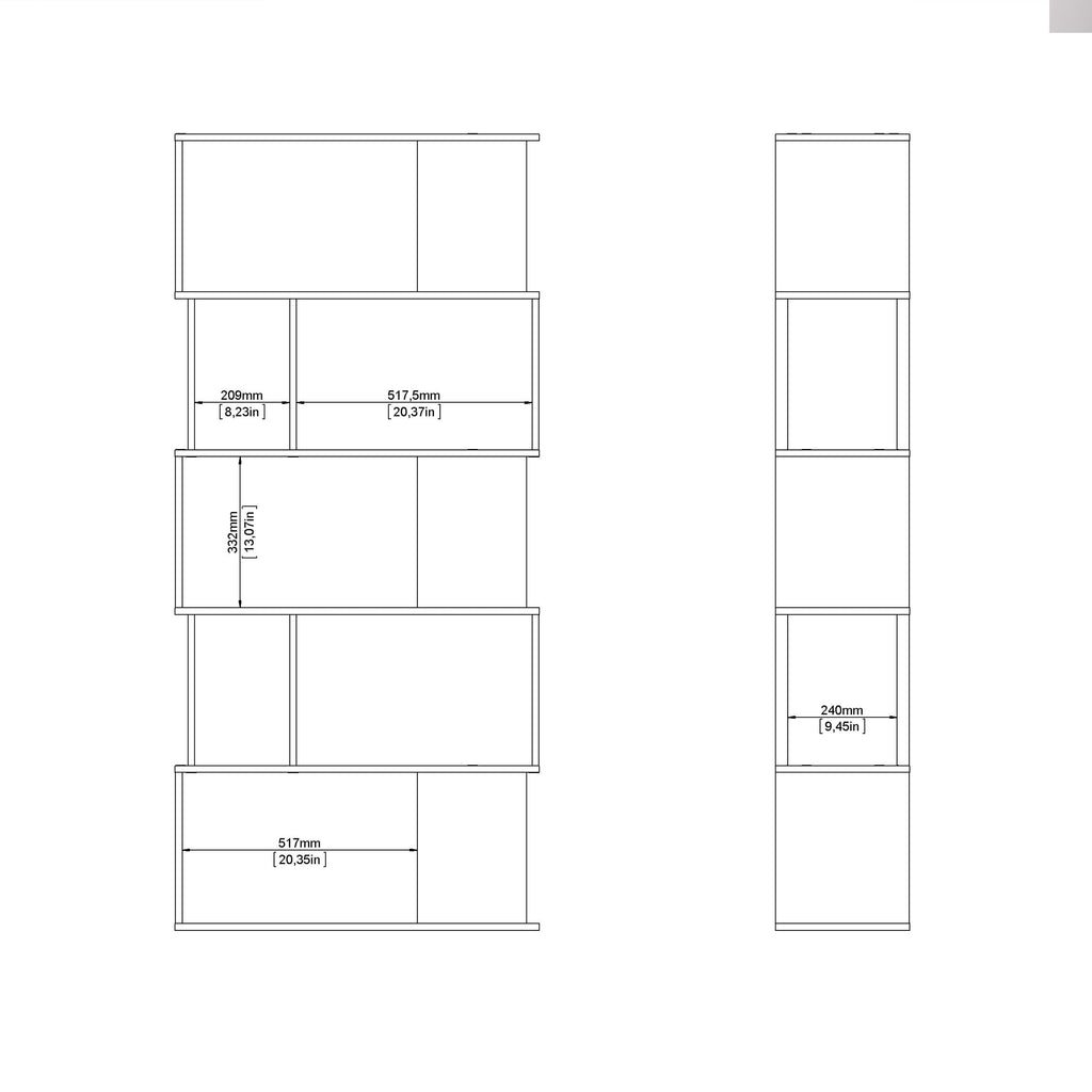 Maze Open Bookcase 4 Shelves in Jackson Hickory Oak and White - image 9