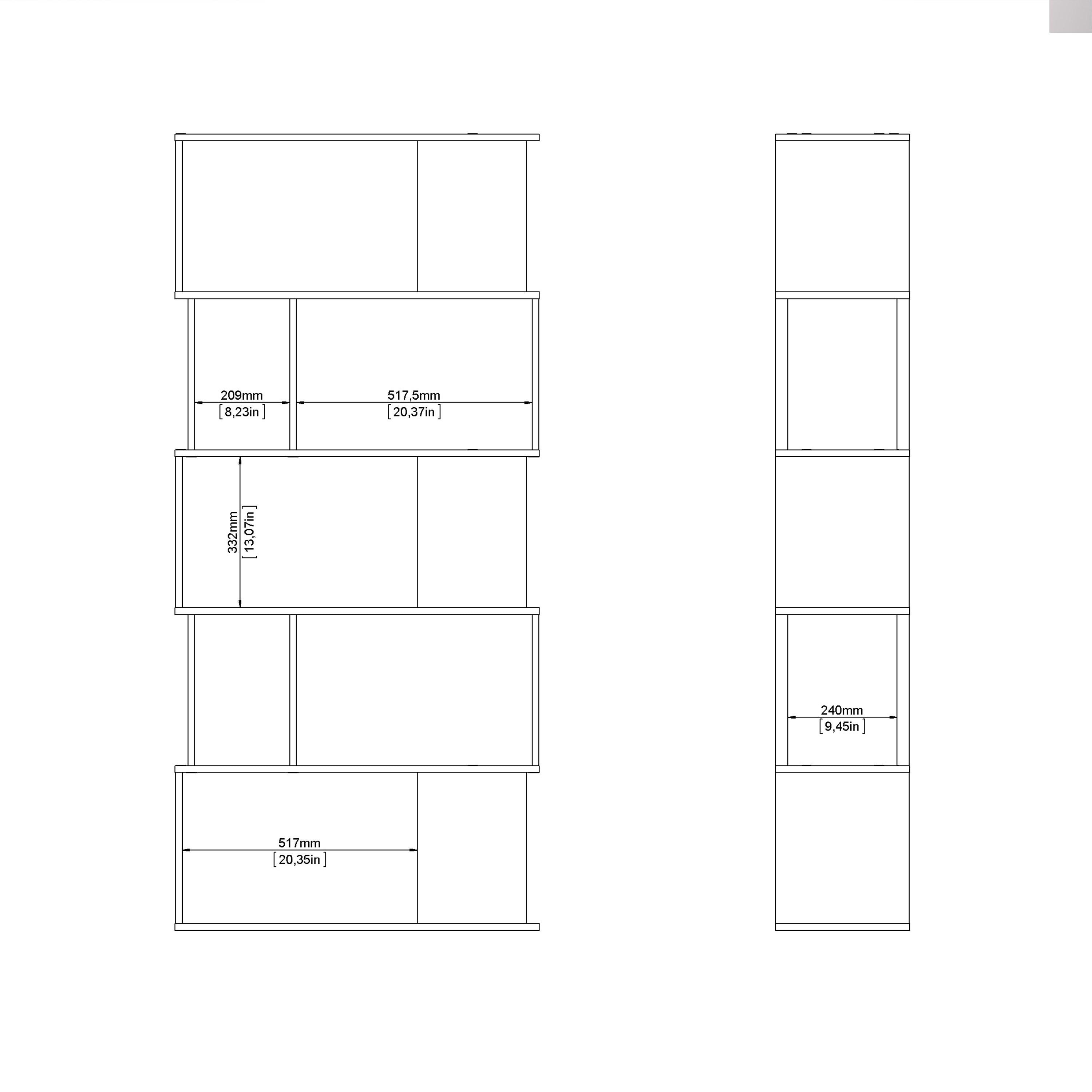 Maze Open Bookcase 4 Shelves in Jackson Hickory Oak and White - image 9
