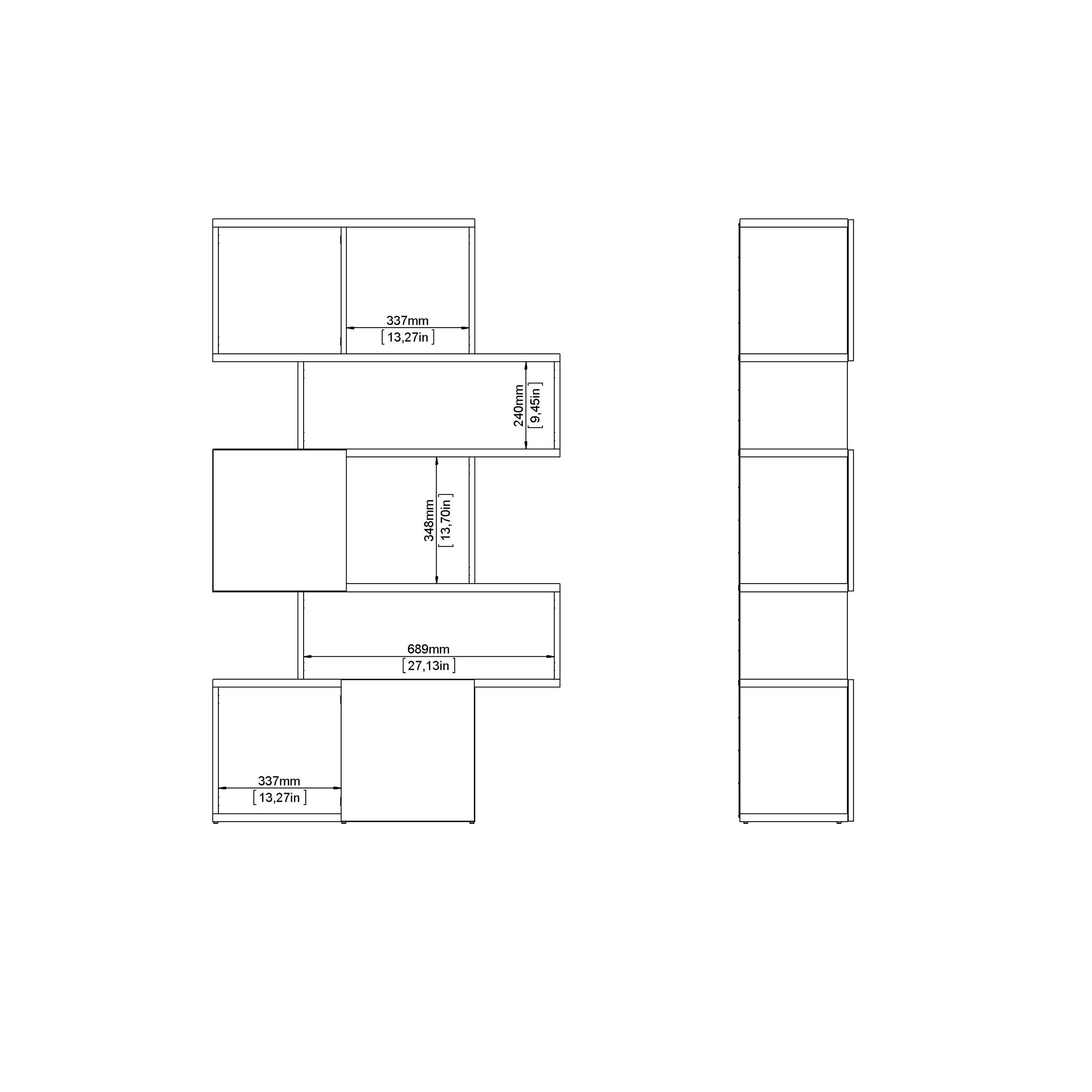 Maze Asymmetrical Bookcase with 3 Doors in Jackson Hickory and Concrete - image 10