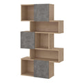 Maze Asymmetrical Bookcase with 3 Doors in Jackson Hickory and Concrete - image 3
