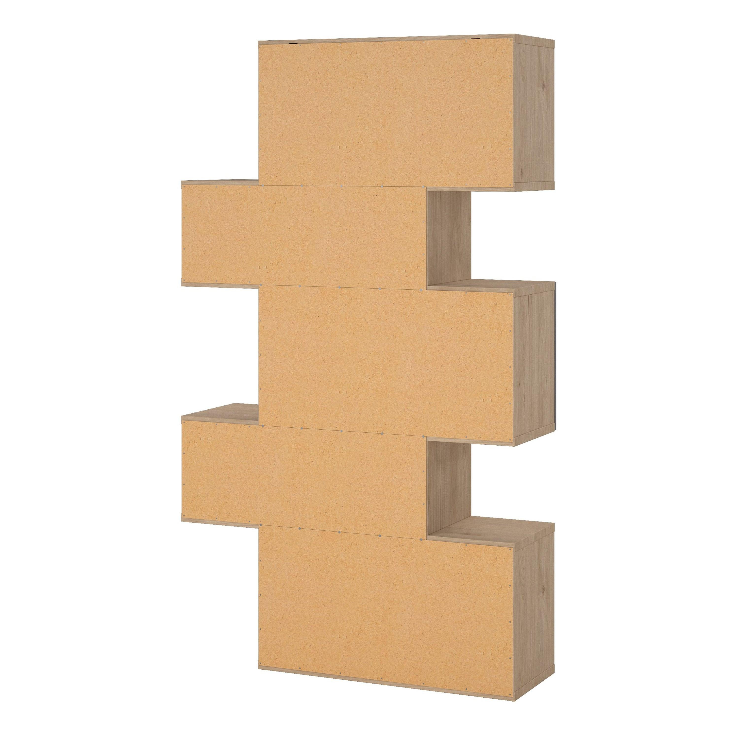 Maze Asymmetrical Bookcase with 3 Doors in Jackson Hickory and Concrete - image 4