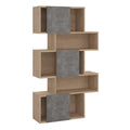 Maze Asymmetrical Bookcase with 3 Doors in Jackson Hickory and Concrete - image 5