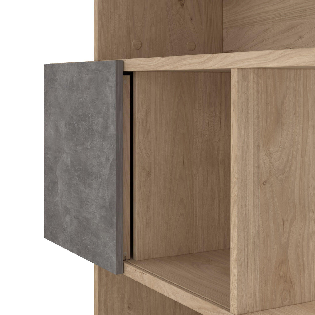 Maze Asymmetrical Bookcase with 3 Doors in Jackson Hickory and Concrete - image 7