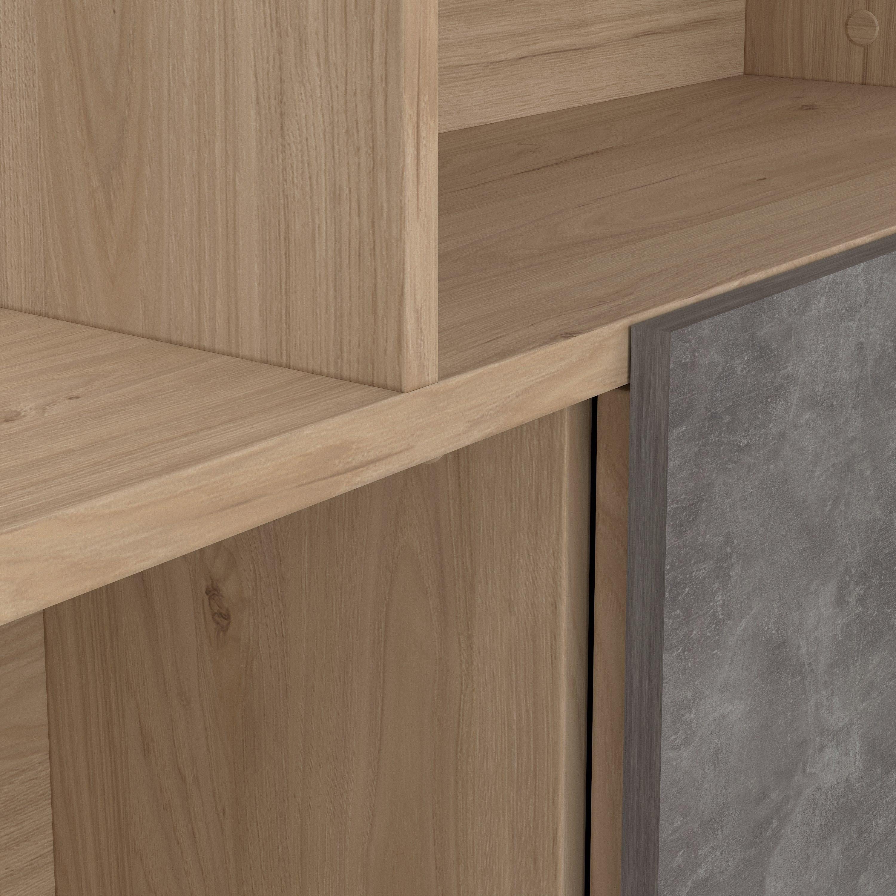 Maze Asymmetrical Bookcase with 3 Doors in Jackson Hickory and Concrete - image 8
