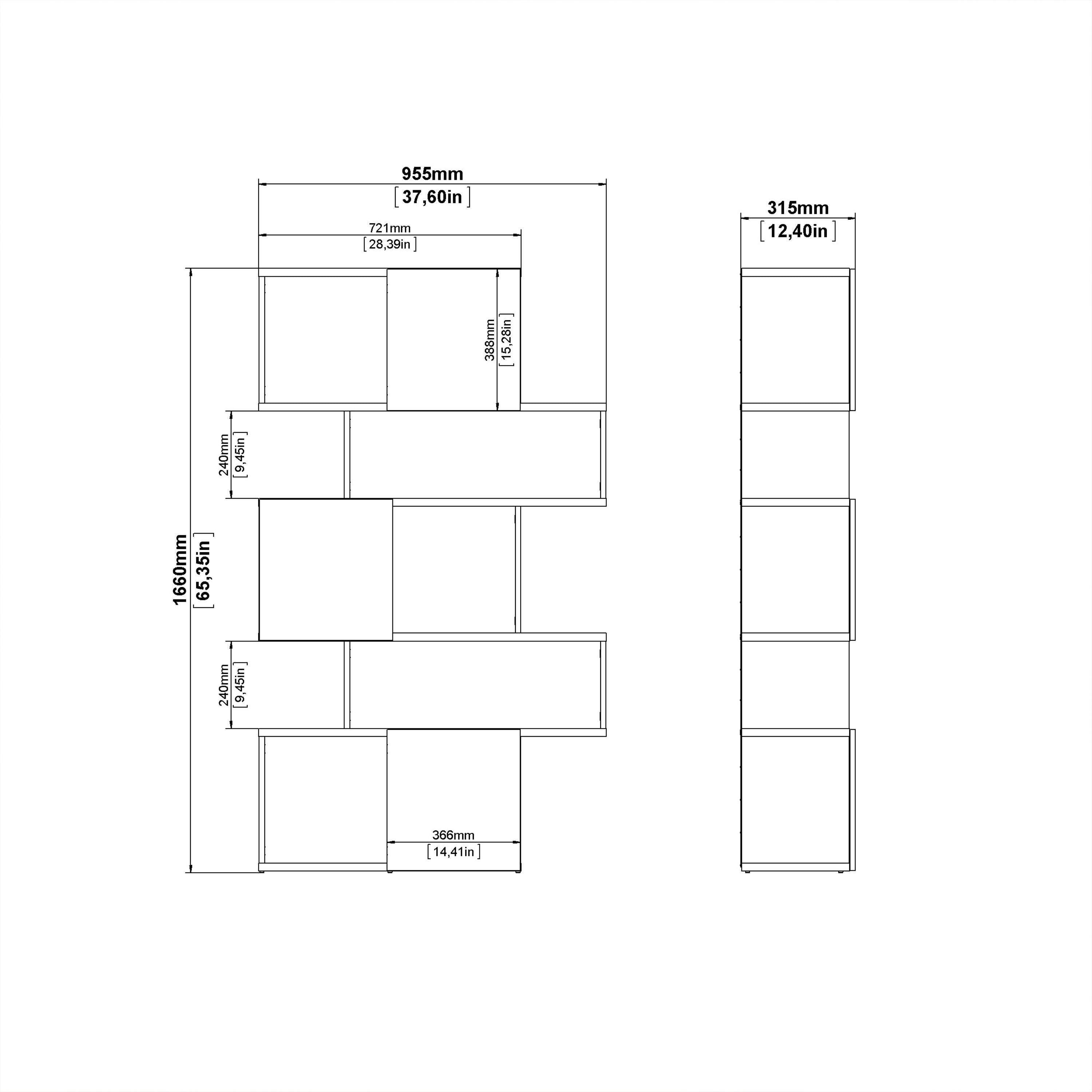 Maze Asymmetrical Bookcase with 3 Doors in Jackson Hickory and Concrete - image 9