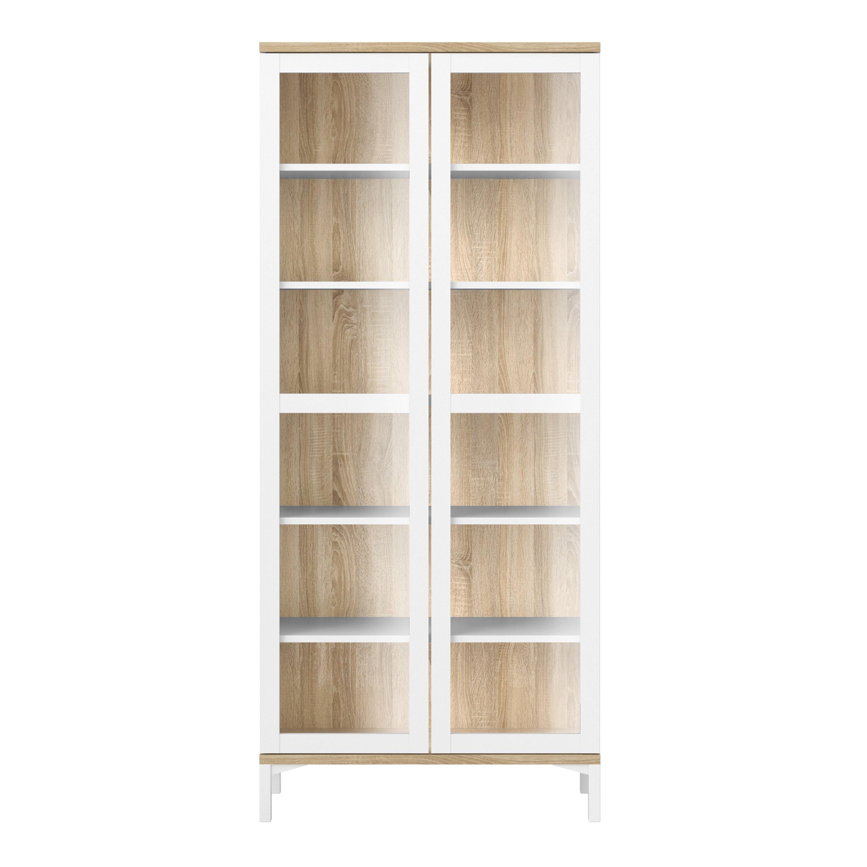 Roomers Display Cabinet Glazed 2 Doors in White and Oak - image 2