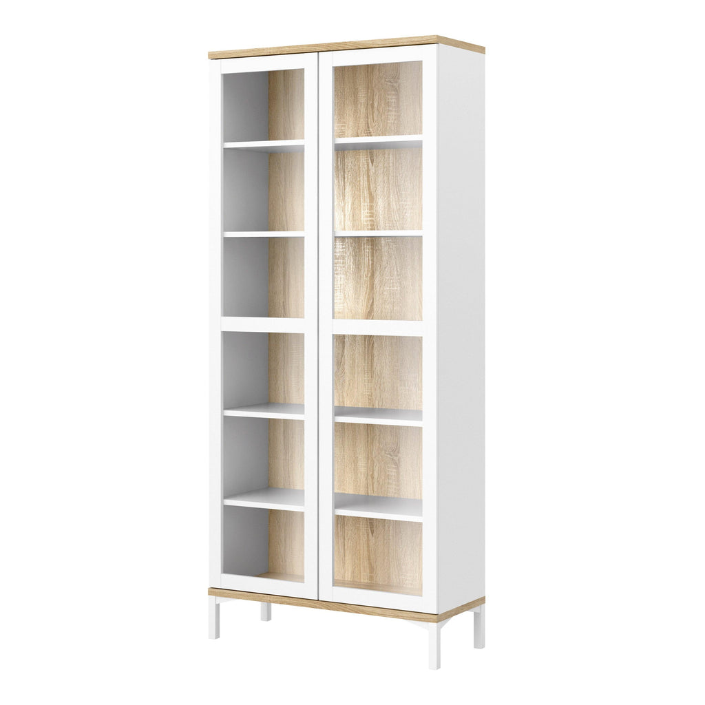 Roomers Display Cabinet Glazed 2 Doors in White and Oak - image 3