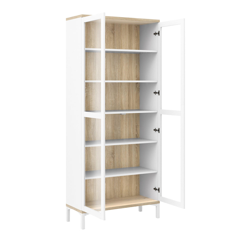 Roomers Display Cabinet Glazed 2 Doors in White and Oak - image 4