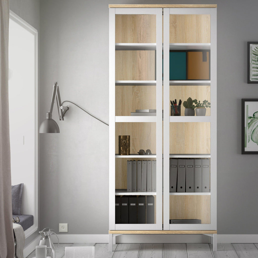 Roomers Display Cabinet Glazed 2 Doors in White and Oak - image 5