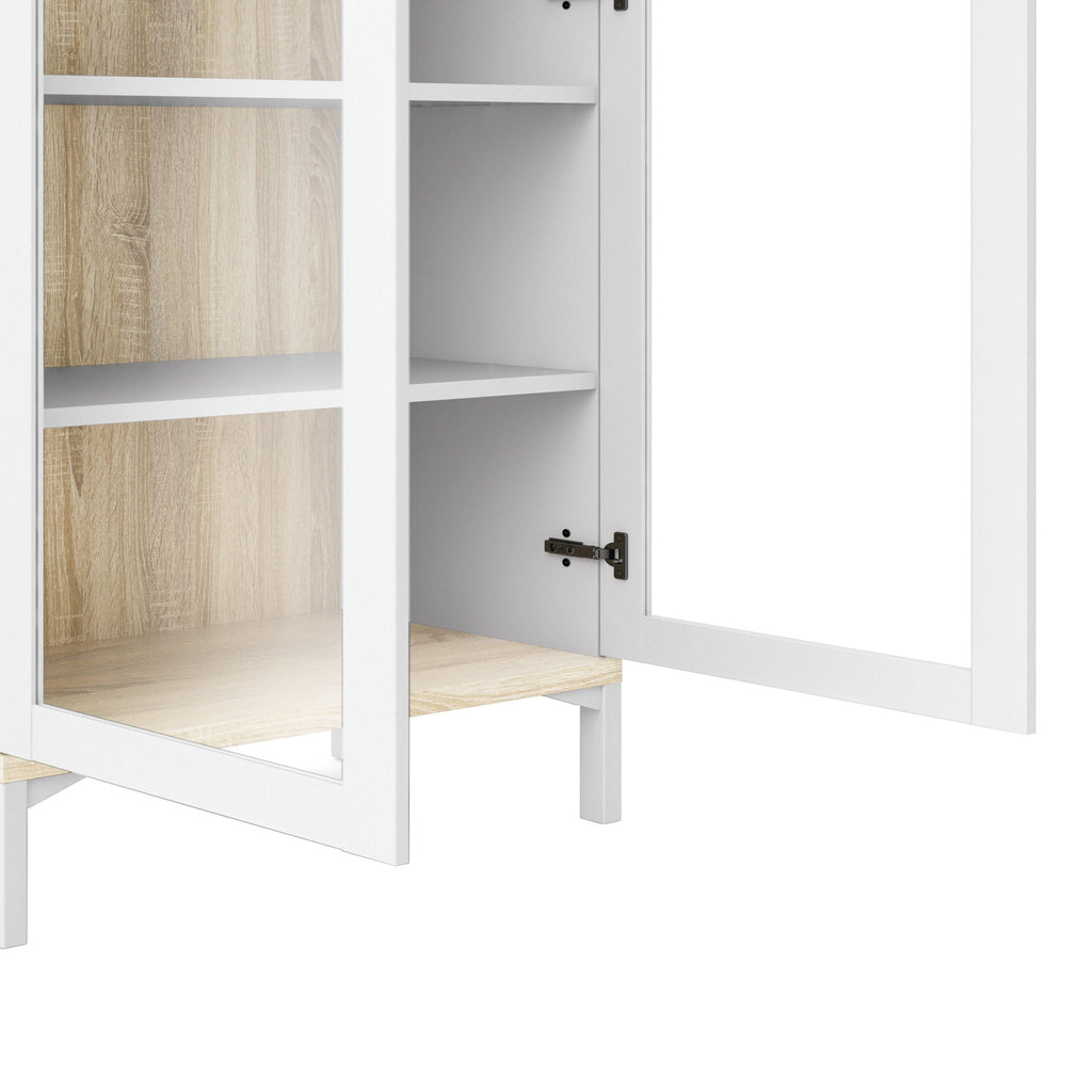 Roomers Display Cabinet Glazed 2 Doors in White and Oak - image 8