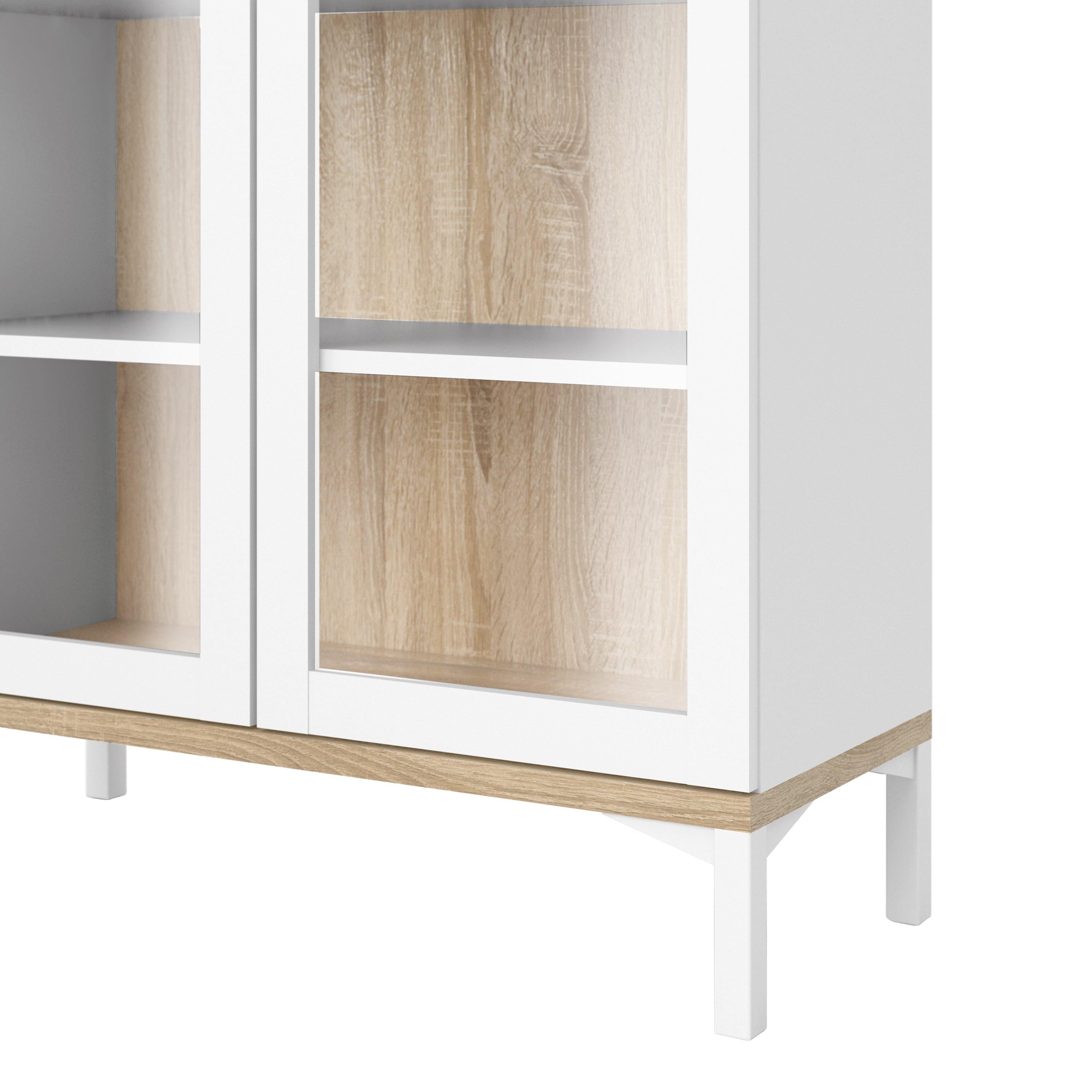 Roomers Display Cabinet Glazed 2 Doors in White and Oak - image 9