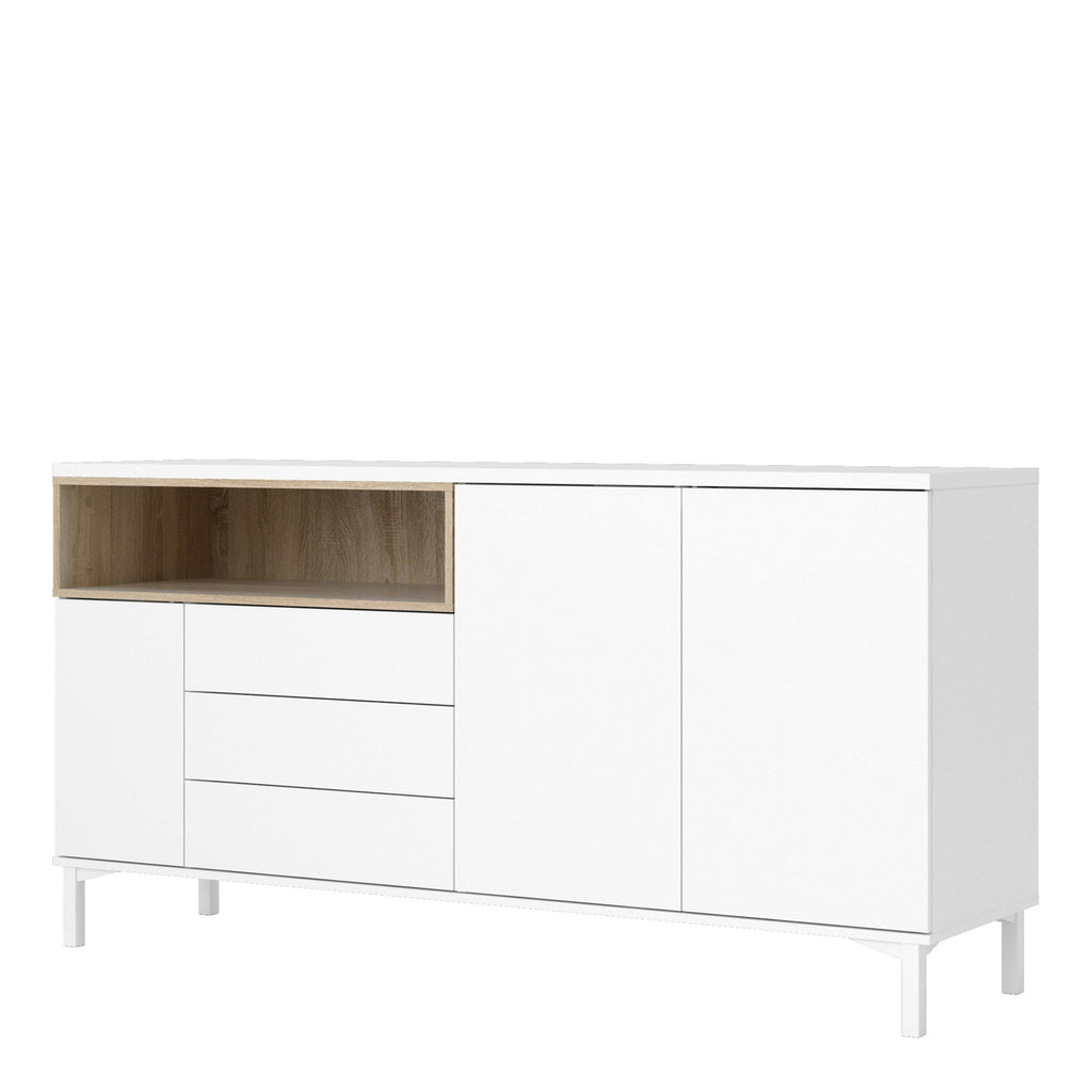 Roomers Sideboard 3 Drawers 3 Doors in White and Oak - image 3