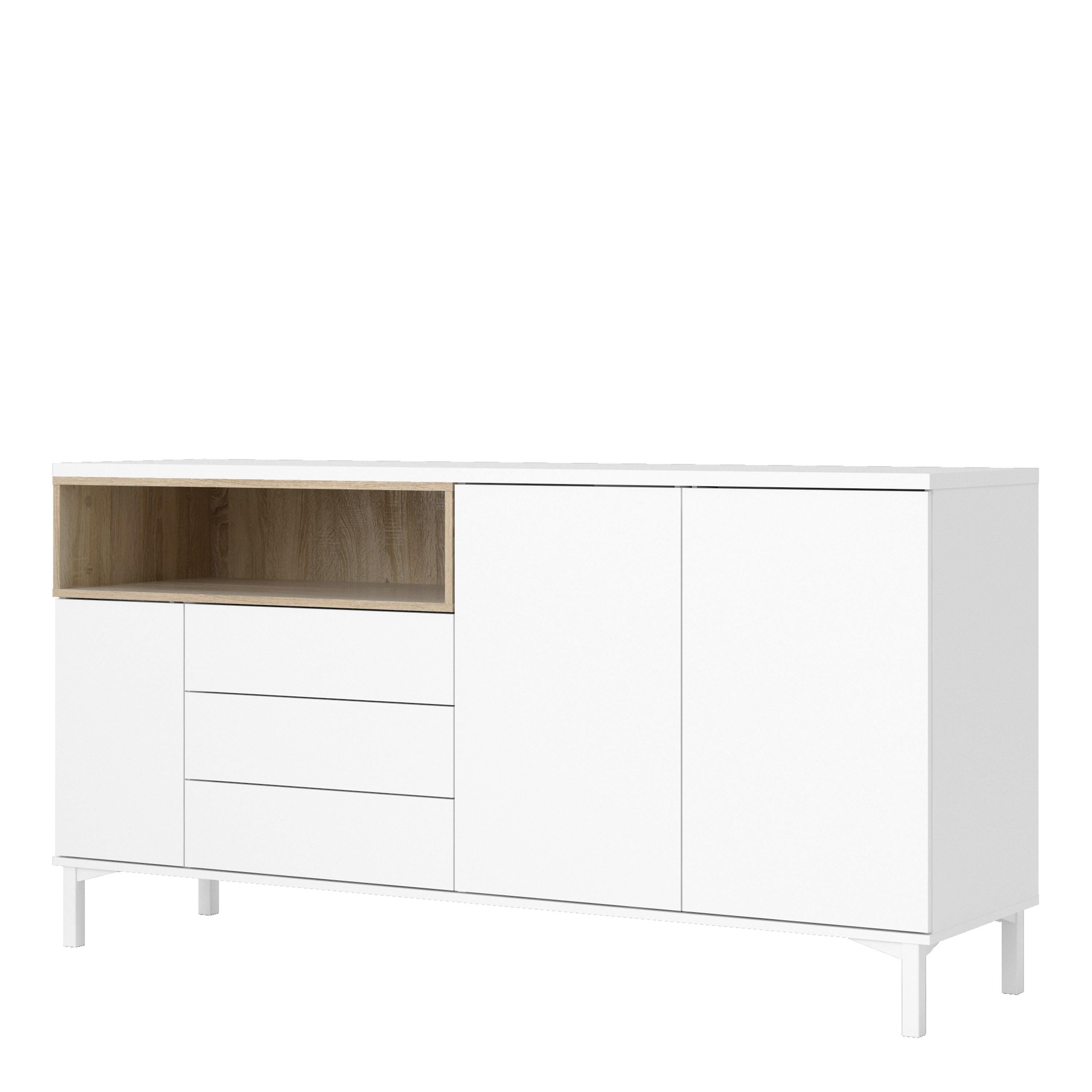 Roomers Sideboard 3 Drawers 3 Doors in White and Oak - image 3