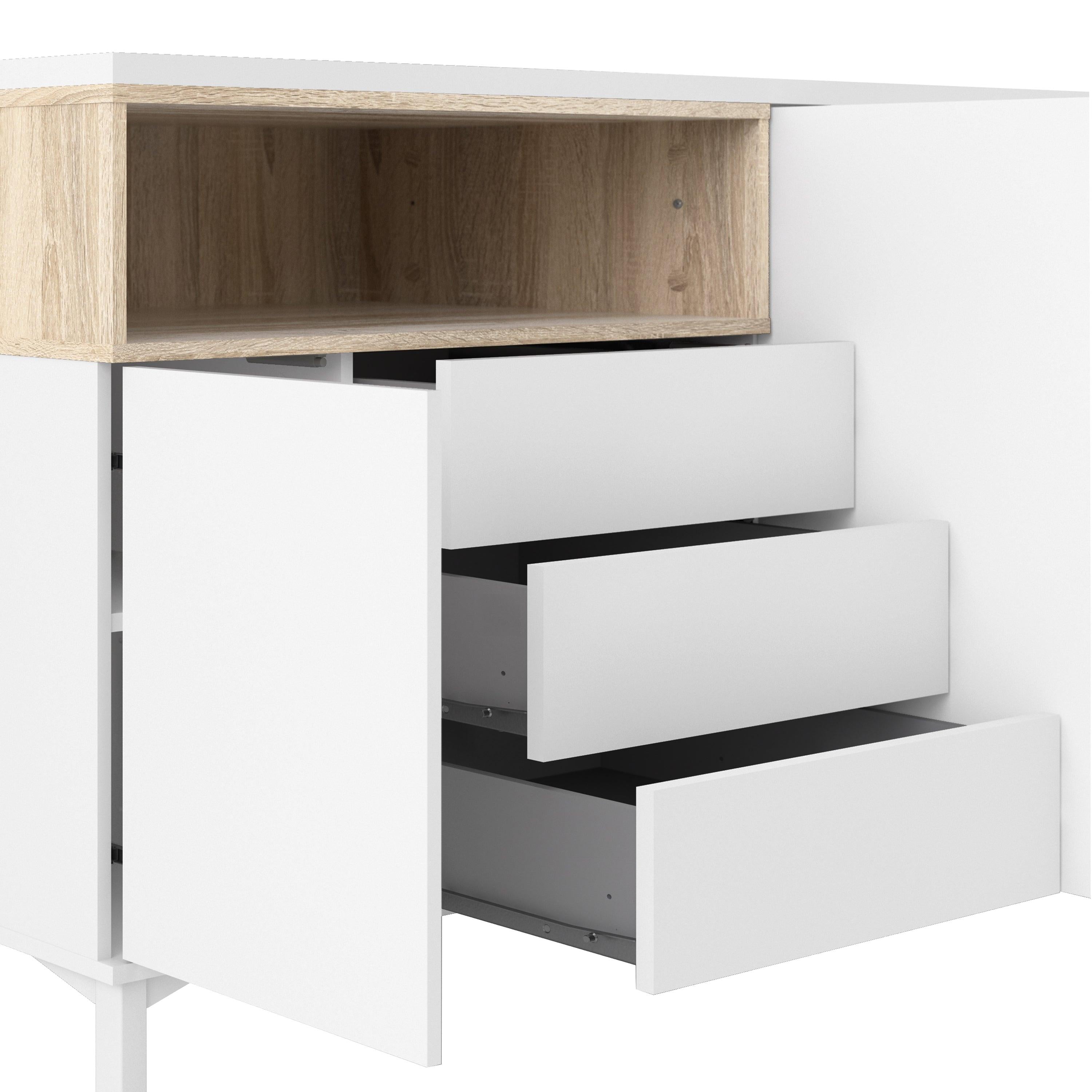 Roomers Sideboard 3 Drawers 3 Doors in White and Oak - image 7