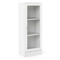 Basic Low Narrow Display Cabinet in White (2 Shelves) with Glass White Door