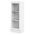 Basic Low Narrow Display Cabinet in White (2 Shelves) with Glass White Door - image 2