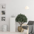 Basic Low Narrow Storage Cabinet in White (2 Shelves) with White Door - image 3
