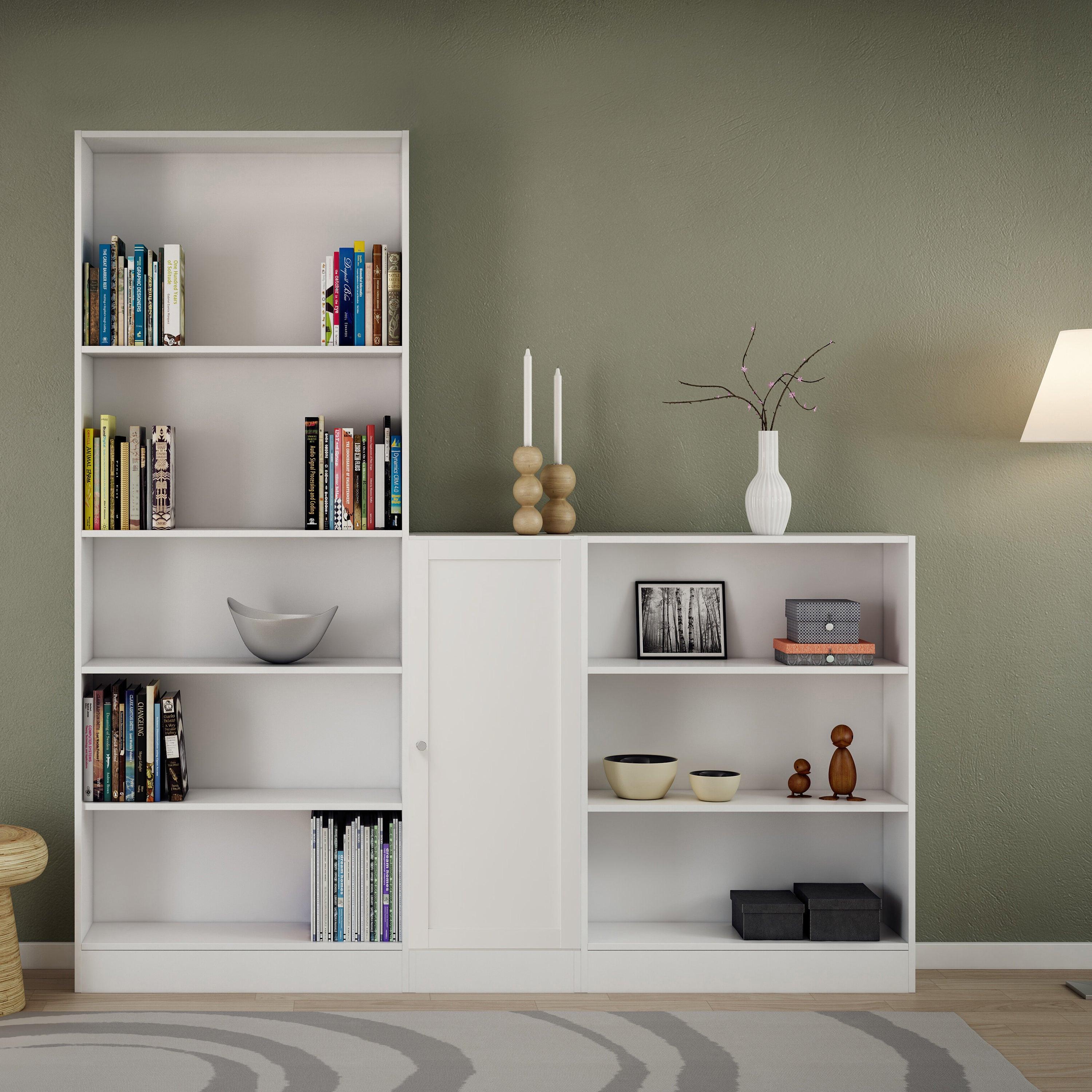 Basic Low Narrow Storage Cabinet in White (2 Shelves) with White Door - image 4