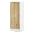 Basic Low Narrow Storage Cabinet in White (2 Shelves) with Oak Door - image 2