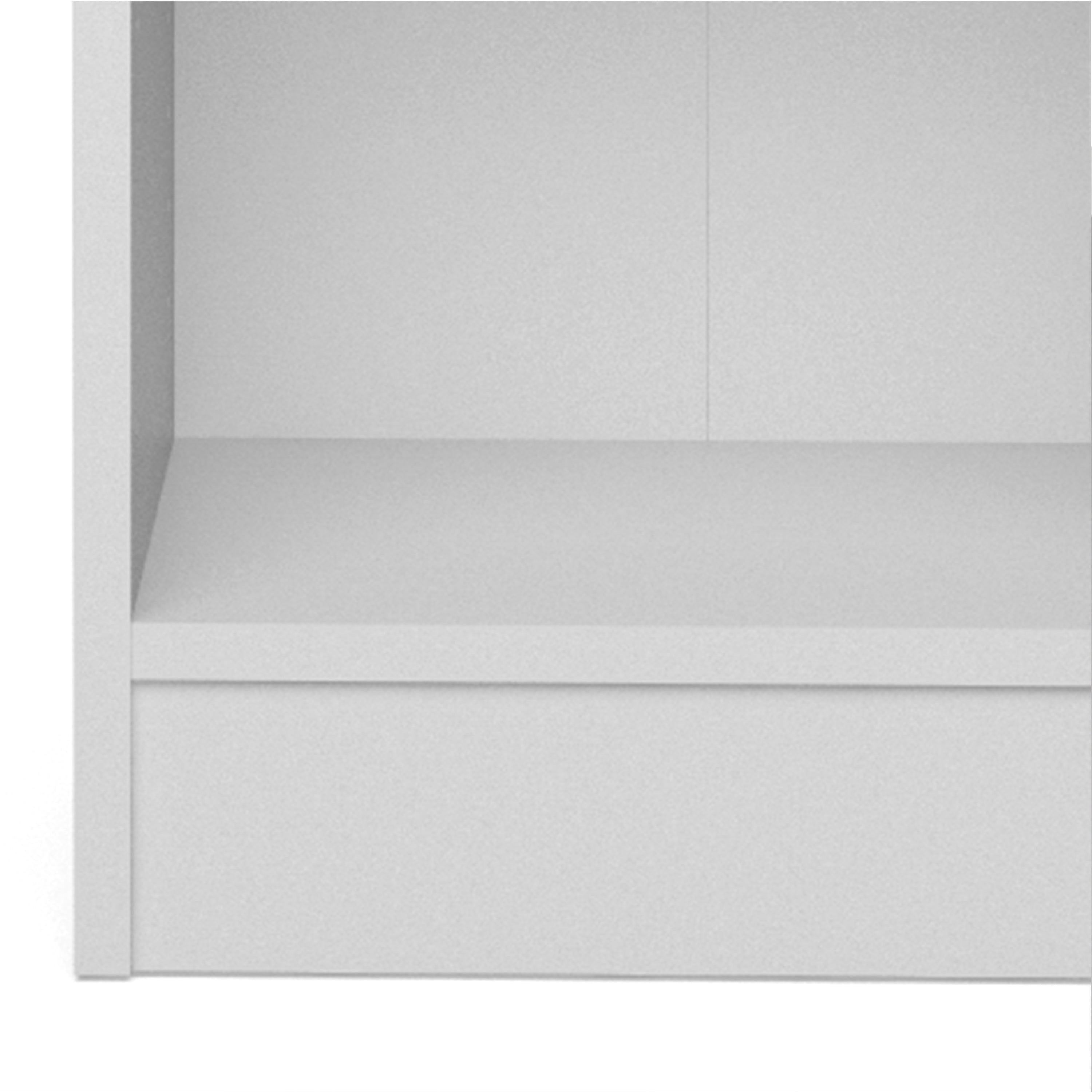 Basic Low Narrow Storage Cabinet in White (2 Shelves) with Oak Door - image 6