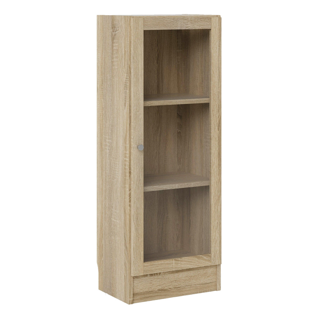 Basic Low Narrow Display Cabinet in Oak (2 Shelves) with Glass Oak Door - image 2