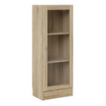 Basic Low Narrow Display Cabinet in Oak (2 Shelves) with Glass Oak Door - image 2