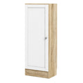 Basic Low Narrow Storage Cabinet in Oak (2 Shelves) with White Door - image 2