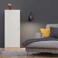 Basic Low Narrow Storage Cabinet in Oak (2 Shelves) with White Door - image 3
