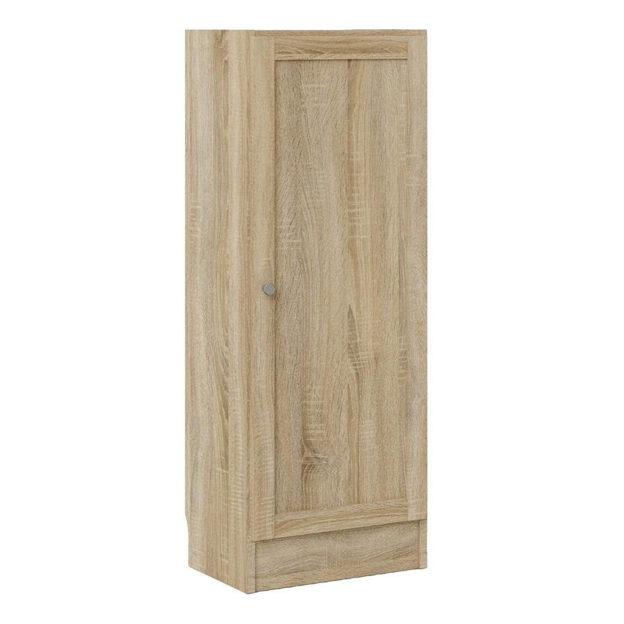Basic Low Narrow Storage Cabinet in Oak (2 Shelves) with Oak Door