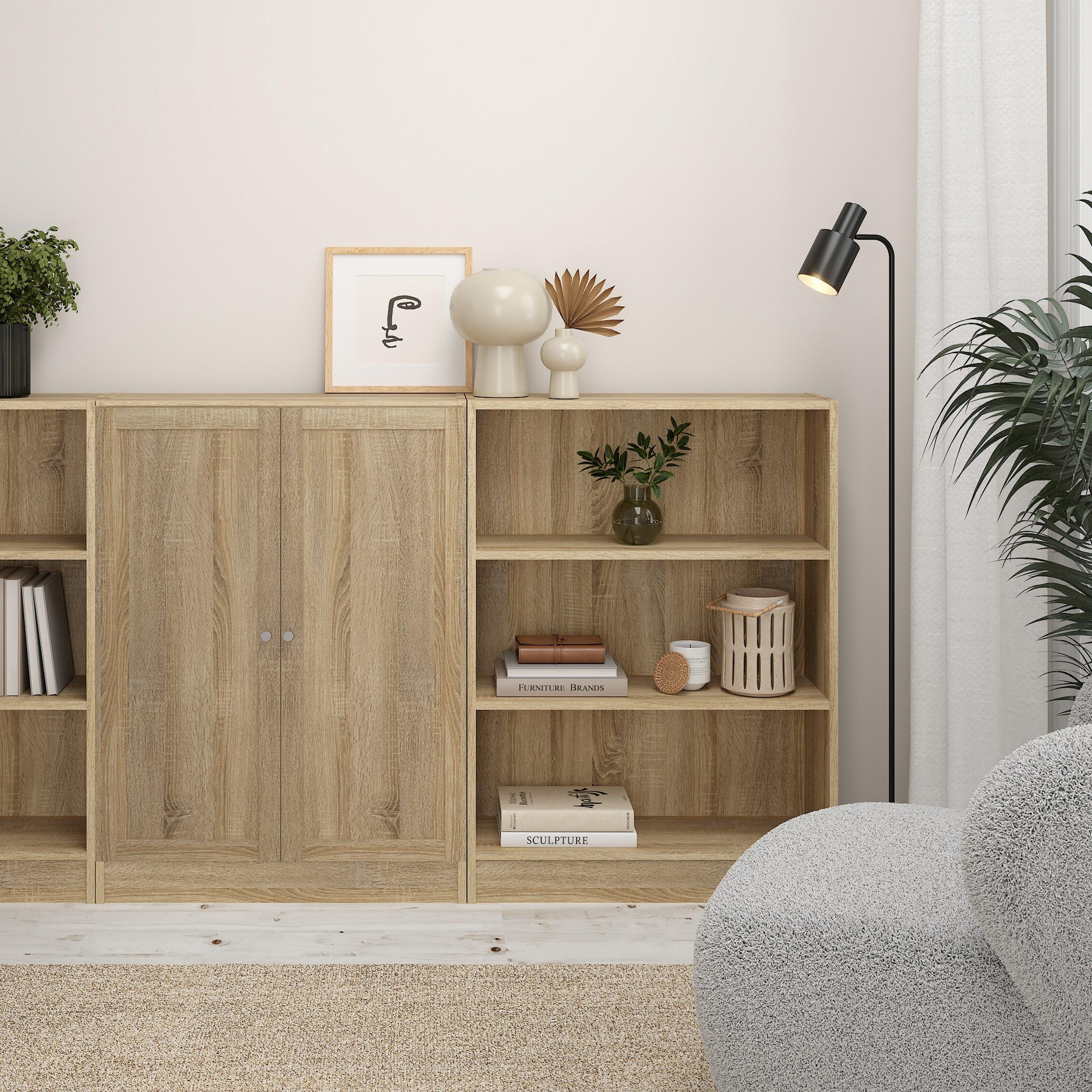 Basic Low Narrow Storage Cabinet in Oak (2 Shelves) with Oak Door - image 5
