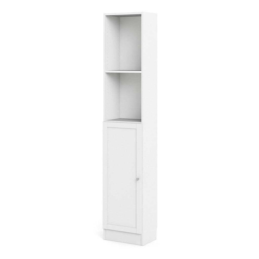 Basic Tall Narrow Combination Storage Bookcase in White (4 Shelves) with Glass White Door - image 2
