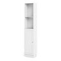 Basic Tall Narrow Combination Storage Bookcase in White (4 Shelves) with Glass White Door - image 2