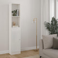 Basic Tall Narrow Combination Storage Bookcase in White (4 Shelves) with Glass White Door - image 3
