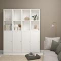 Basic Tall Narrow Combination Storage Bookcase in White (4 Shelves) with Glass White Door - image 4