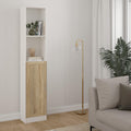 Basic Tall Narrow Combination Storage Bookcase in White (4 Shelves) with Glass Oak Door - image 3