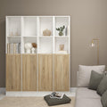 Basic Tall Narrow Combination Storage Bookcase in White (4 Shelves) with Glass Oak Door - image 4
