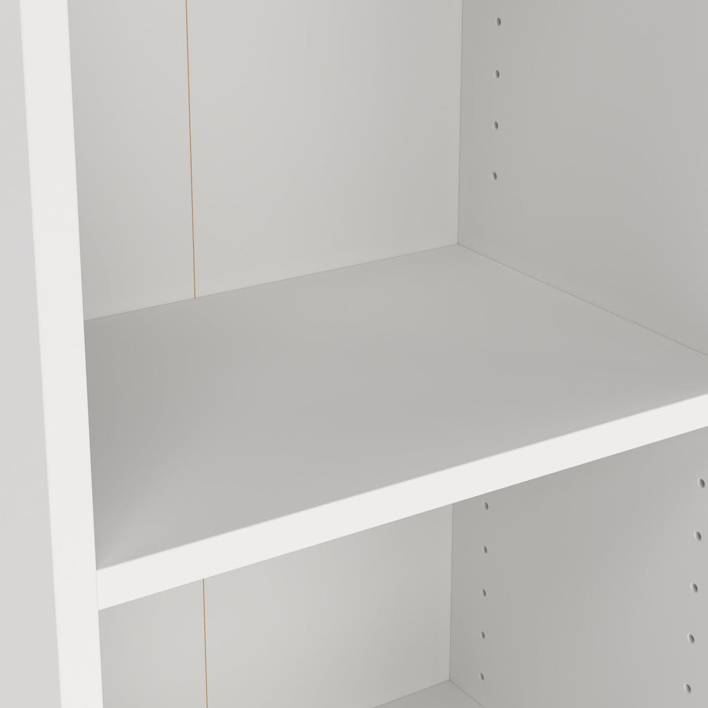 Basic Tall Narrow Combination Storage Bookcase in White (4 Shelves) with Glass Oak Door - image 5