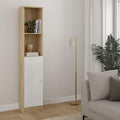 Basic Tall Narrow Combination Storage Bookcase in Oak (4 Shelves) with White Door - image 3