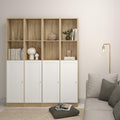 Basic Tall Narrow Combination Storage Bookcase in Oak (4 Shelves) with White Door - image 4
