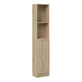 Basic Tall Narrow Combination Storage Bookcase in Oak (4 Shelves) with Oak Door
