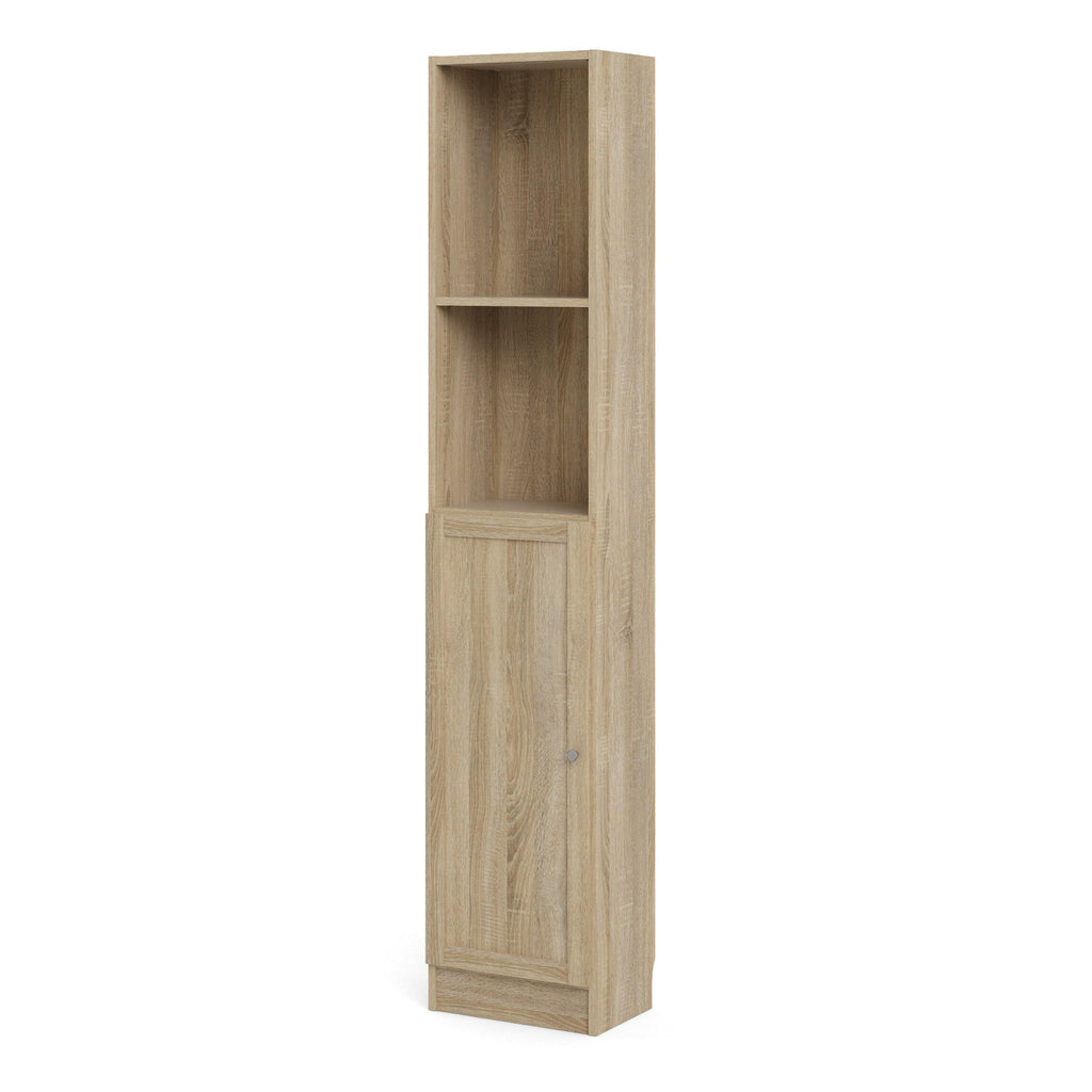 Basic Tall Narrow Combination Storage Bookcase in Oak (4 Shelves) with Oak Door - image 2