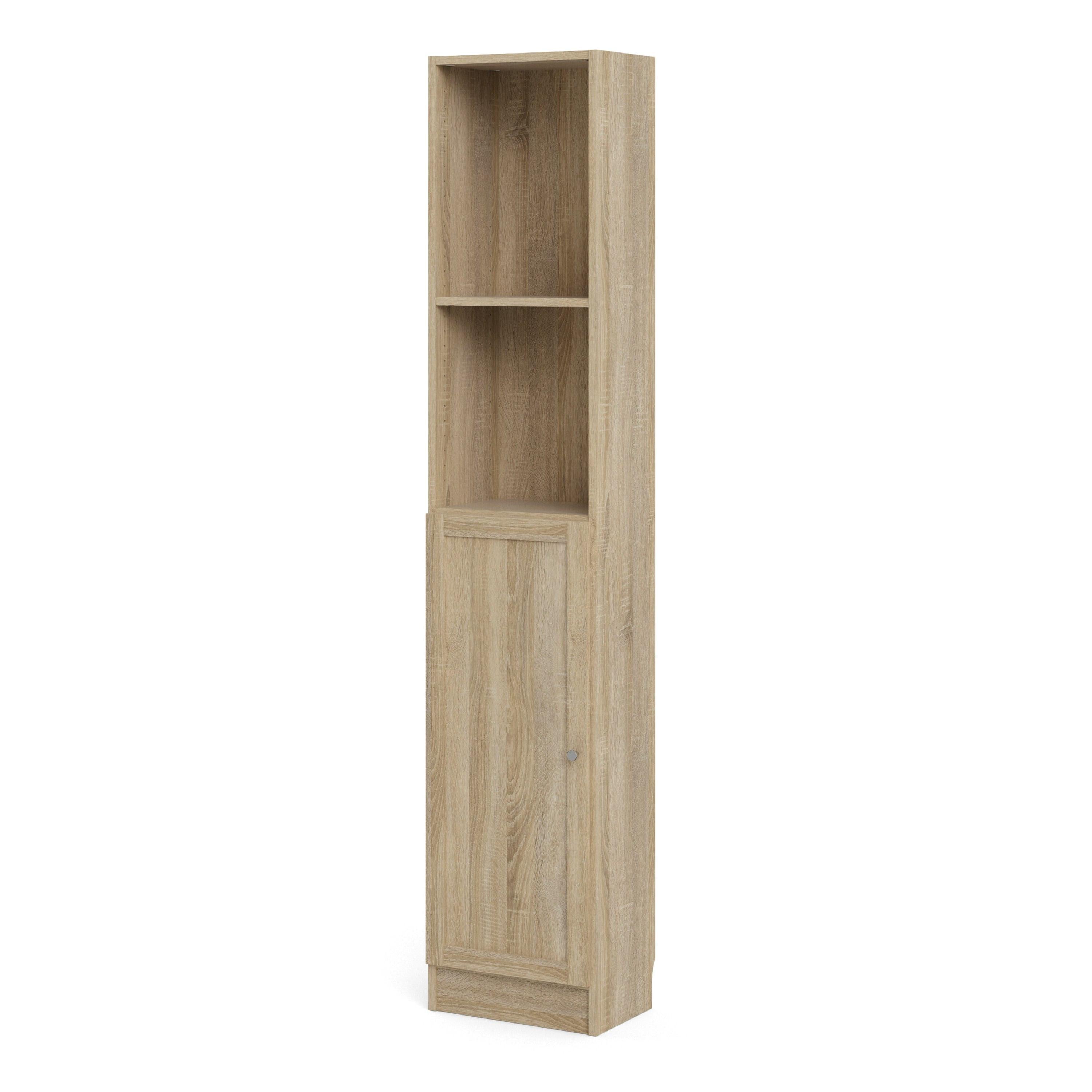 Basic Tall Narrow Combination Storage Bookcase in Oak (4 Shelves) with Oak Door - image 2