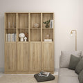 Basic Tall Narrow Combination Storage Bookcase in Oak (4 Shelves) with Oak Door - image 4