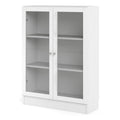 Basic Low Wide Display Cabinet in White (2 Shelves) with 2 Glass Doors in White - image 2