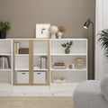 Basic Low Wide Display Cabinet in White (2 Shelves) with 2 Glass Doors in Oak - image 4