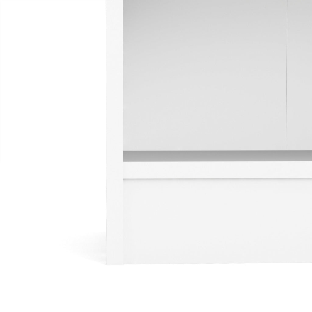 Basic Low Wide Display Cabinet in White (2 Shelves) with 2 Glass Doors in Oak - image 7