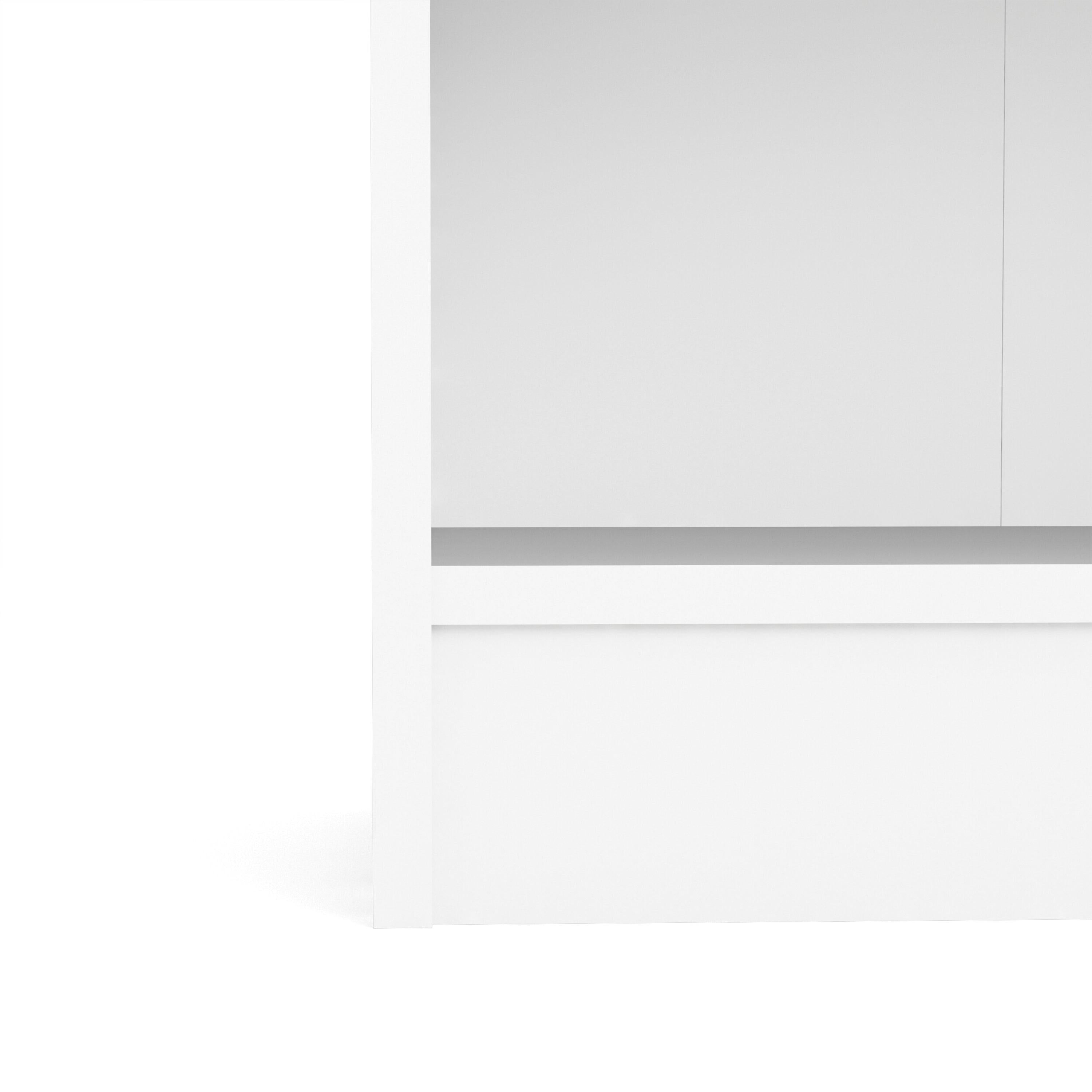 Basic Low Wide Display Cabinet in White (2 Shelves) with 2 Glass Doors in Oak - image 7