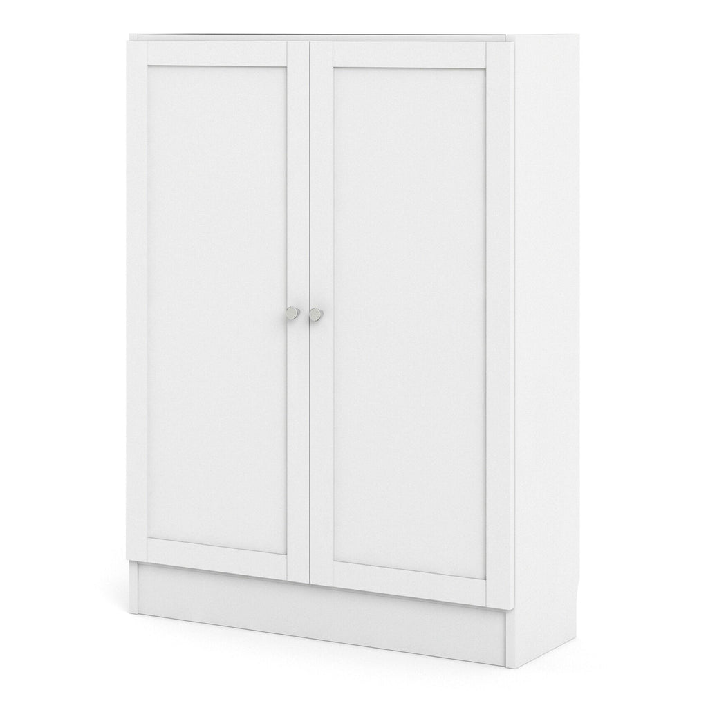 Basic Low Wide Storage Cabinet in White (2 Shelves) with 2 White Doors - image 2