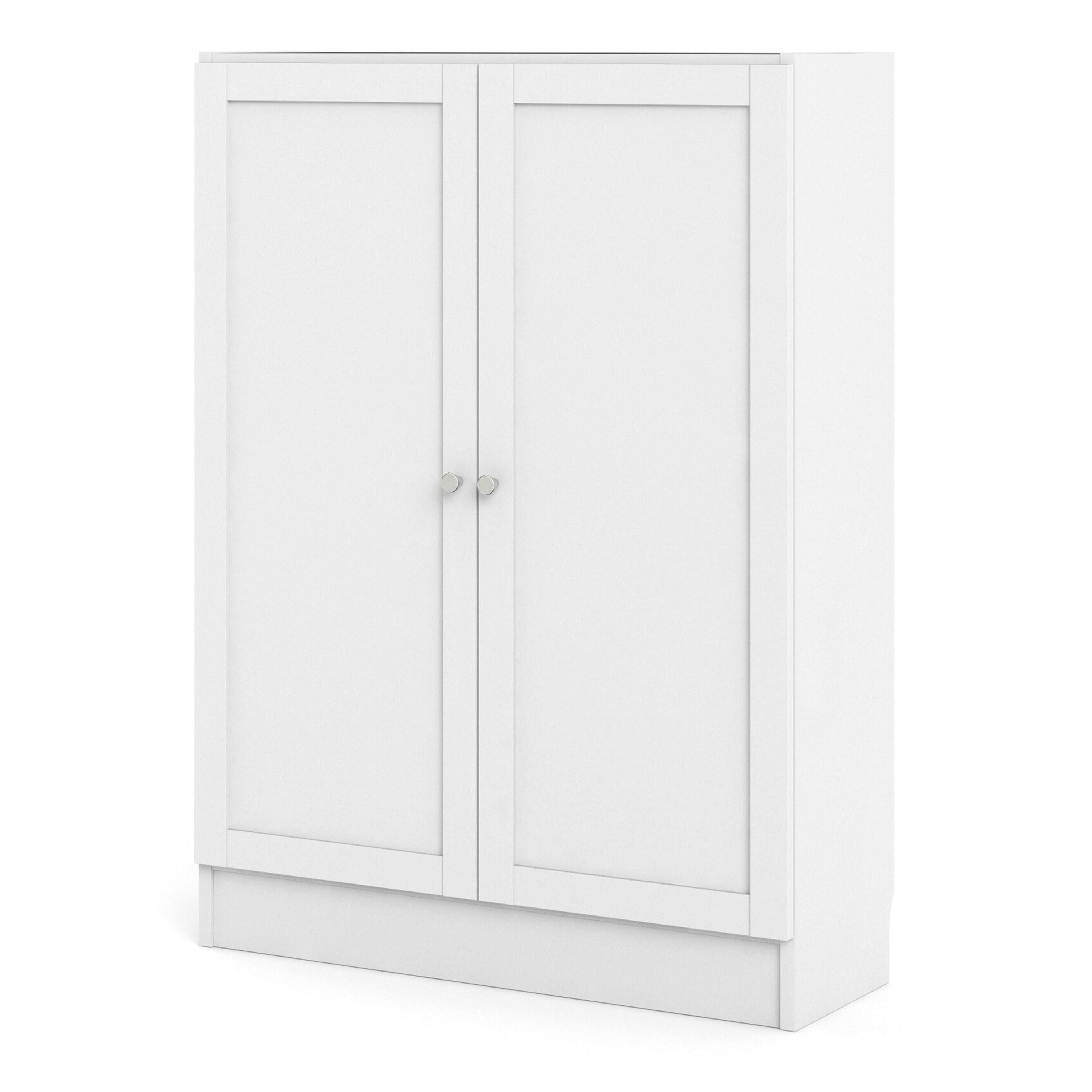 Basic Low Wide Storage Cabinet in White (2 Shelves) with 2 White Doors - image 2
